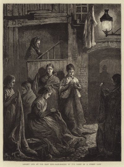 Londen Leven in het Oostelijke Eind, Zak Maken bij het Licht van een Straatlamp door William Bazett Murray